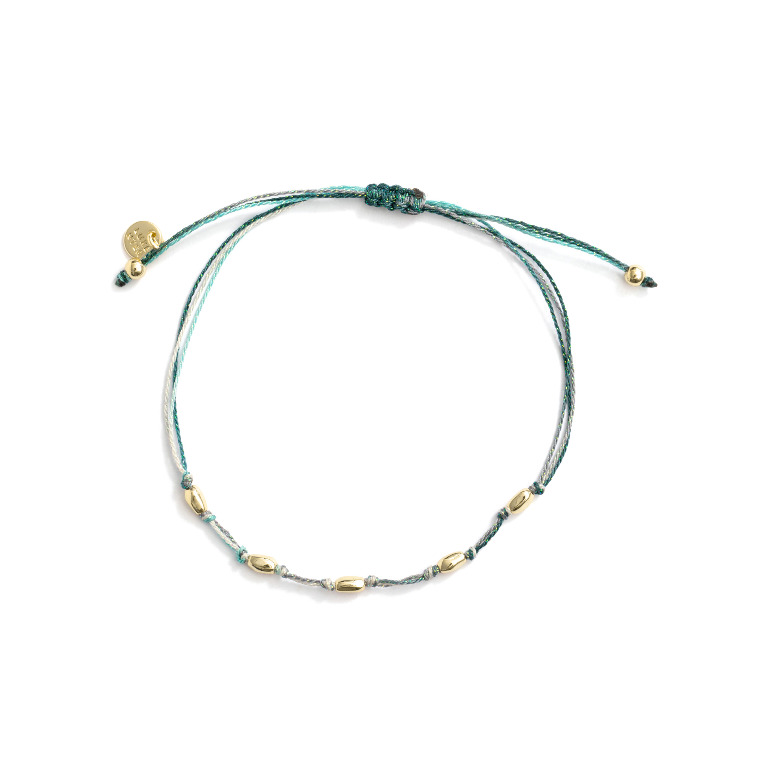Luxenter armband van donkergroene katoen en metaallegering met een rhodiumafwerking - Buawe - Afbeelding 2