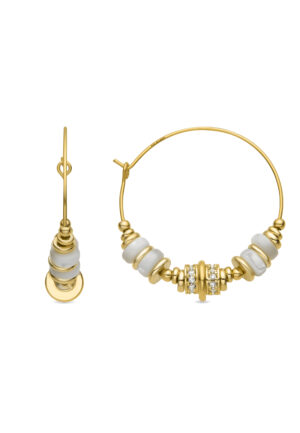 Luxenter Oorbellen van 925 sterling zilver en wit parelmoer met 18-karaats geelgoud afwerking - Darkba