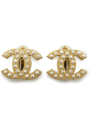 Chanel Vintage Metalen Oorbellen CC