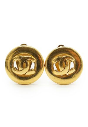 Chanel Vintage Metalen Oorbellen CC