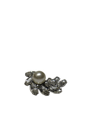 Alternative view of Tory Burch Geclusterde Kristal met Parels Clip-On Oorbellen in Zilver Metaal