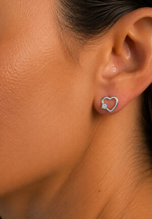 Alternative view of Vrouwen Hart Oorbellen in 925 Sterling Zilver met Cubic Zirconia BIPE079