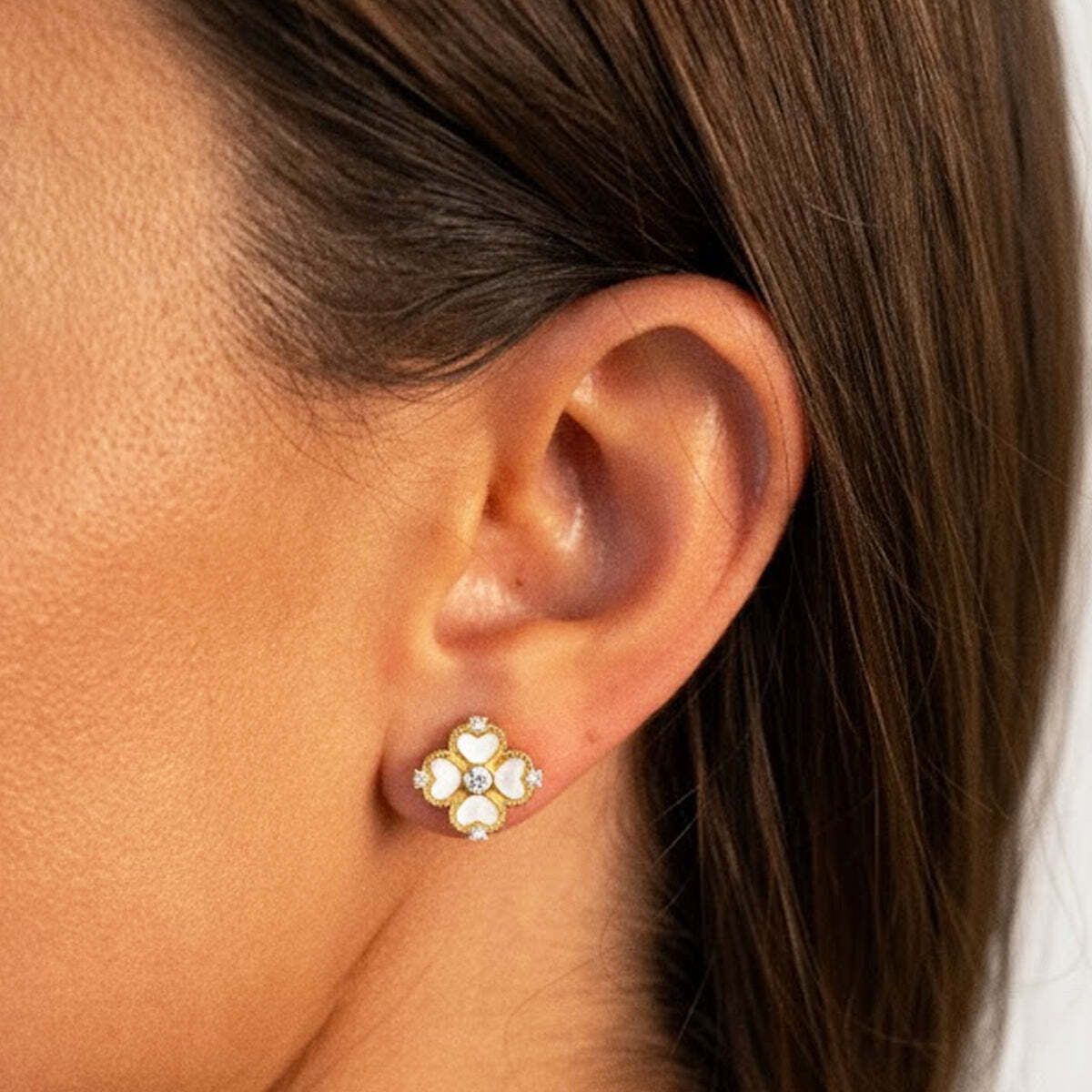 Dames Klaverbloem Oorbellen in 925 Sterling Zilver BIPE002 - Afbeelding 2