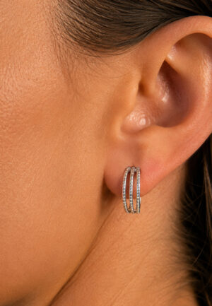 Alternative view of Dames Triple Hoop Oorbellen in 925 Sterling Zilver BIPE077
