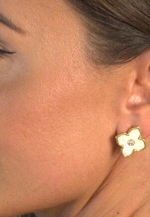 Alternative view of Vrouwen Oorbel van Moederparel met Klavertje Vier Ontwerp, Verguld en 925 Sterling Zilver BIPE025