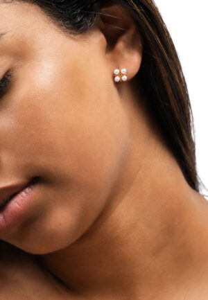 Alternative view of Dames parel kruisoorbellen in 925 sterling zilver met vergulding BIPE023