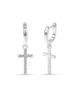 Dames Hoopsieraden met Diamanten Kruis in 925 Sterling Zilver BIPE075