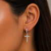 Dames Hoopsieraden met Diamanten Kruis in 925 Sterling Zilver BIPE075 - Afbeelding 2