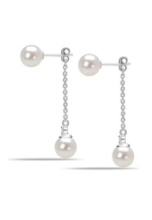 Dames Imperial Parel Oorbellen in Sterling Zilver met Ketting en Cubic Zirkonia 925 BIPE035