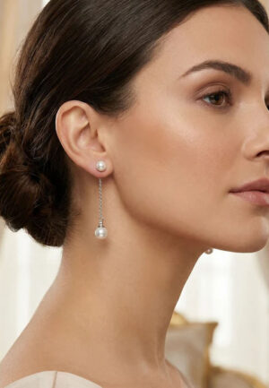 Alternative view of Dames Imperial Parel Oorbellen in Sterling Zilver met Ketting en Cubic Zirkonia 925 BIPE035