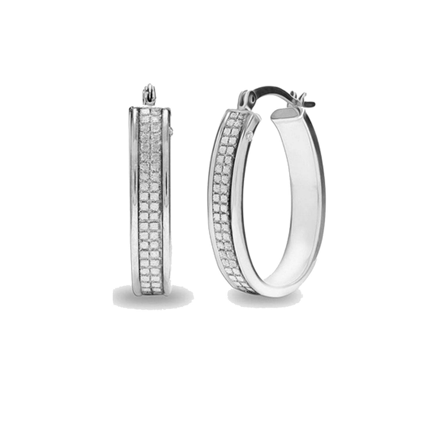 Vrouwen Hoepel Oorbellen, Geometrische Glans, 925 Zilver met Cubic Zirkonia BIPE086