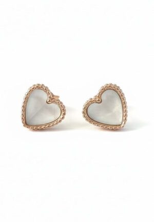 Dames Hart Oorbellen in Roségoud met Moeder van Parel 925 Sterling Zilver BIPE047
