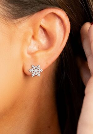Alternative view of Dames Sneeuwvlok Oorbellen in 925 Sterling Zilver BIPE035