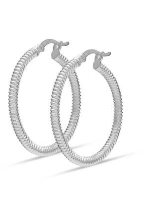Dames Chunky Textured Hoops Oorbellen 925 Sterling Zilver BIPE034