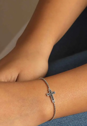 Alternative view of Dames Venetiaanse Kruzifixe Armband 'Zwarte Ziel' in 925 Sterling Zilver BIPU002