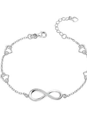 Vrouwen Verstelbare Armband met Oneindigheid Hart Bedels in 925 Sterling Zilver BIPU011