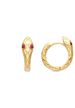 Luxenter Madsi oorbellen met robijn zirkonia afgewerkt in 18K geel goud