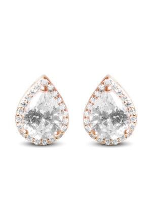 Luxenter oorbellen, 925 sterling zilveren theli en glanzende zirkonia met 18K roségoud vergulde afwerking