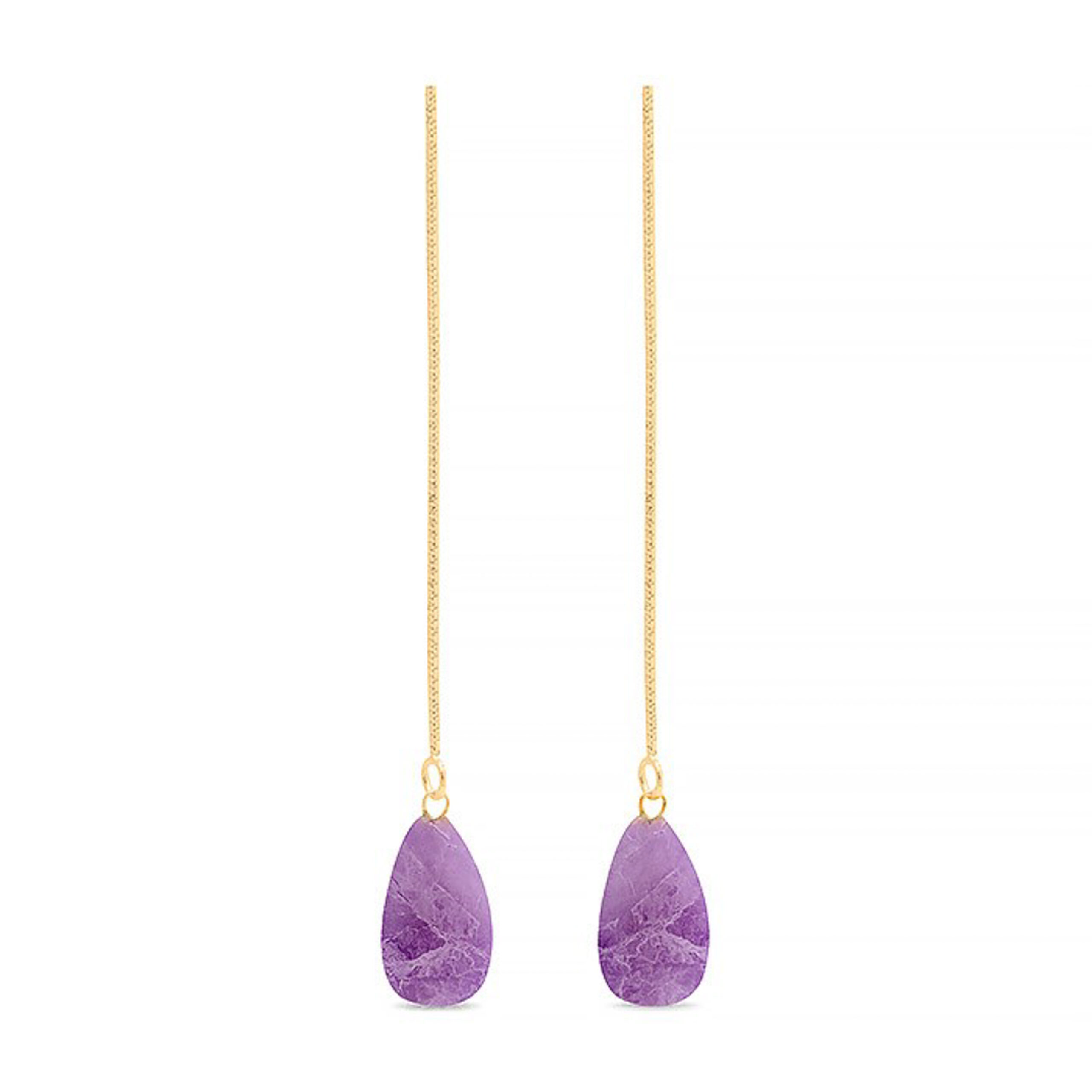 Luxenter, zoqoyi oorbellen in 925 sterling zilver en natuurlijke amethist 18K vergulde afwerking
