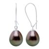 Oorbellen Echte Gecultiveerde Tahiti Parel Peper 9-10 mm