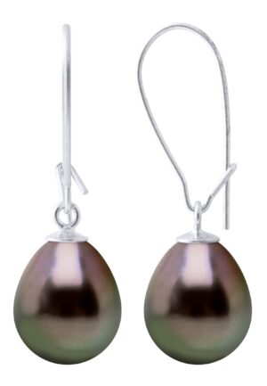 Oorbellen Echte Gecultiveerde Tahiti Parel Peper 9-10 mm