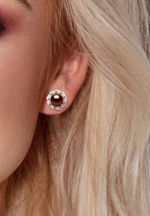 Alternative view of Stud Oorbellen FLOWER Beads Freshwater 89mm Knopen van de Chocolade Jewelry 925