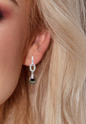 Alternative view of Dangle Oorbellen Sieraden Tahitian Pearl 8-9 mm Pears 925