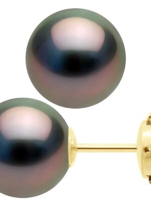 Oorbellen - Geel Goud 375 - Echte Gecultiveerde Tahiti Parel Rond 10-11 mm