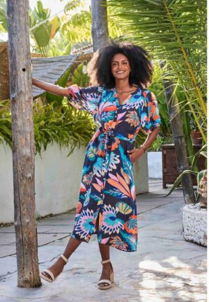 Alternative view of Dress Lina Blue Tropicalia print