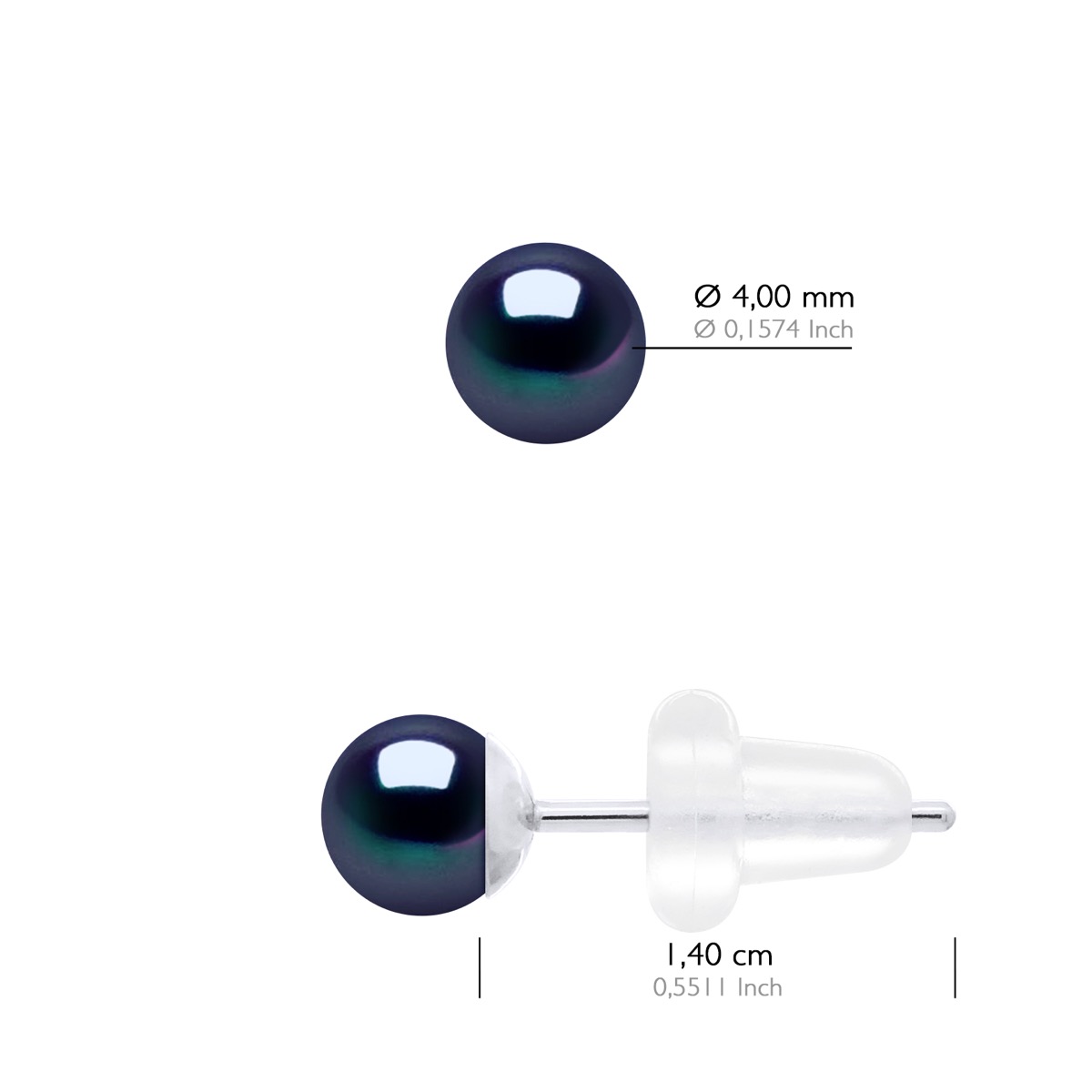 Oorbellen in Wit Goud 750 - Echte Cultiveerde Zoetwaterparels Rond 4-5 mm - Afbeelding 2