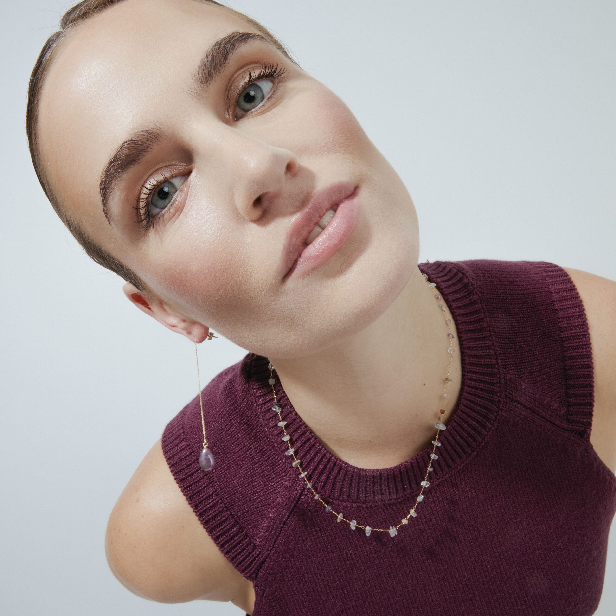 Luxenter, zoqoyi oorbellen in 925 sterling zilver en natuurlijke amethist 18K vergulde afwerking - Afbeelding 2