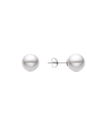 Luxenter 925 Sterling zilveren oorbellen met gerhodineerde witte parel - Mayhi