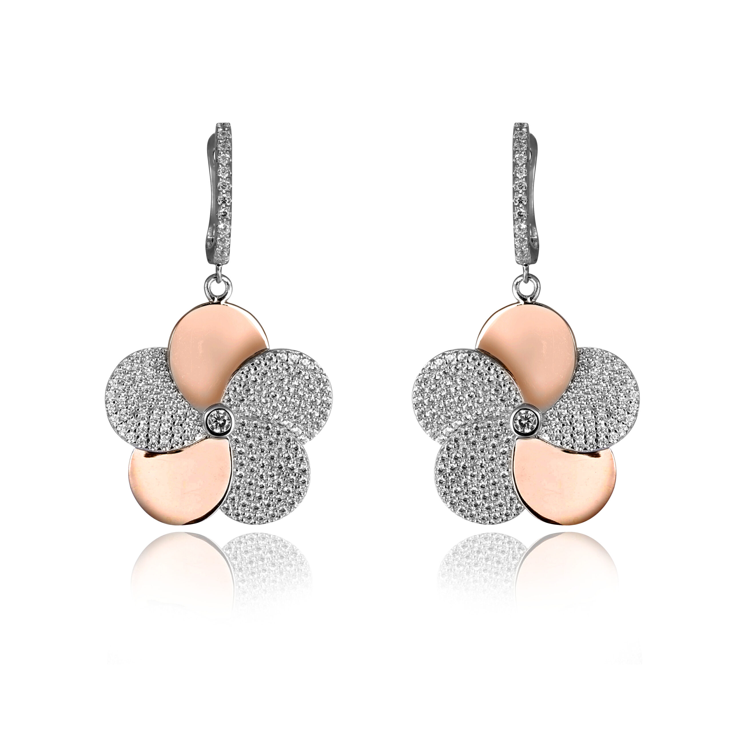 Orphelia 'Fioni' Dames 925 Sterling Zilveren Oorbellen - Zilver/Roze ZO-7452