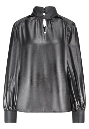 Zip73 Twisted Collar Blouse W25/205/02/045 Blouse 045 Metallic Grey