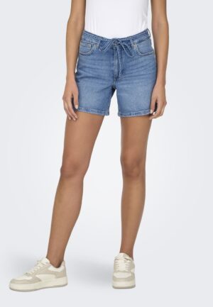 Only Onlgianna Mw Belted Shorts Azg Dnm Noos Korte Broeken Medium Blue Denim