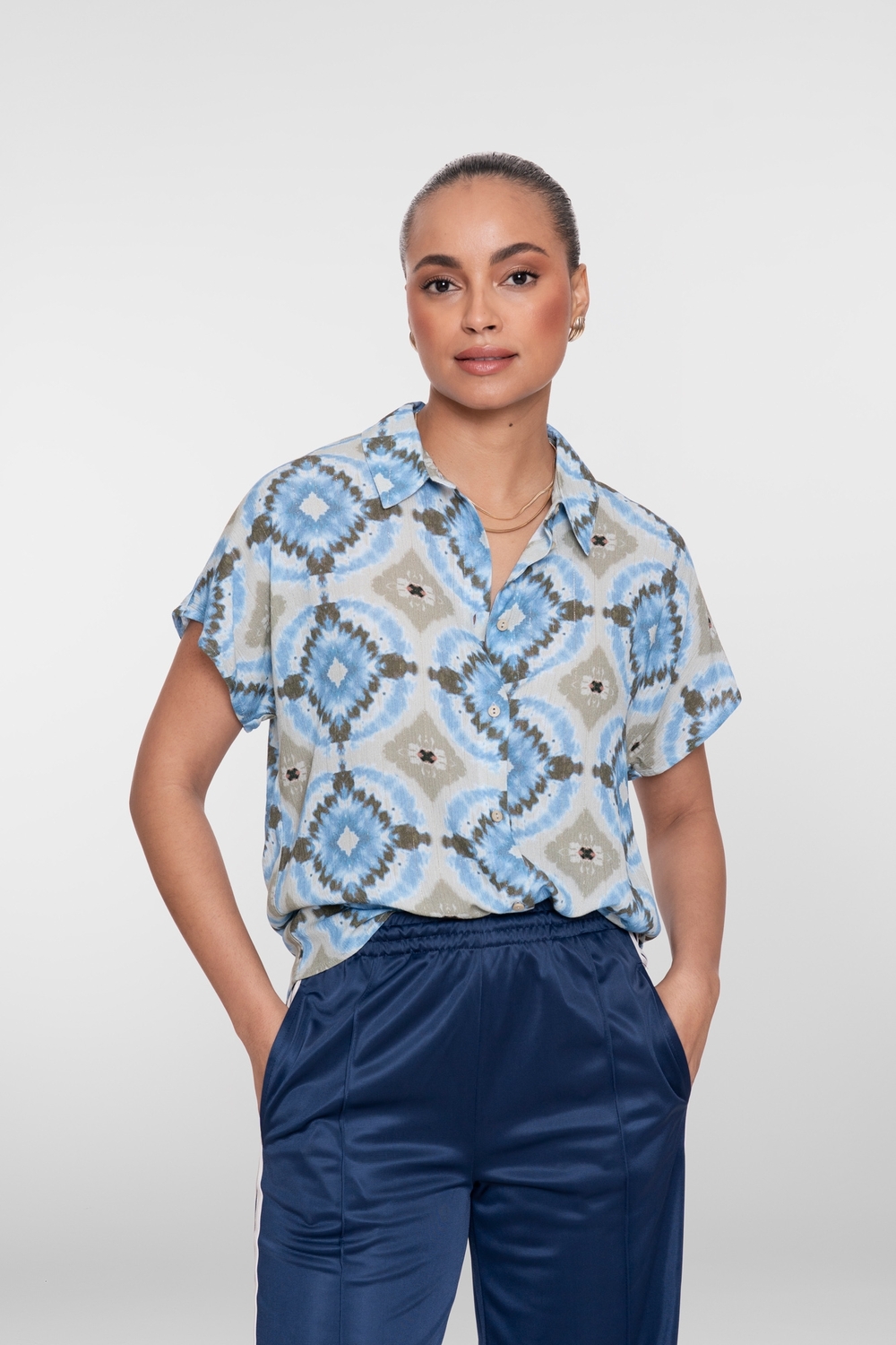 Geisha Blouse 63277-20 Blouse 625 Blue/olive