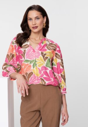 Geisha Blouse 63283-20 Blouse 718 Ecru/tobacco/pink