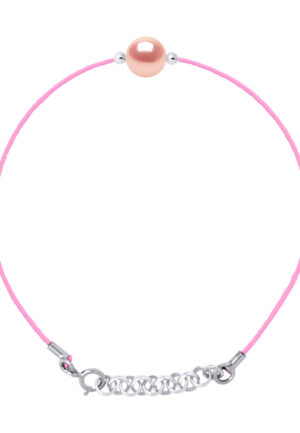 LOVE armband LINK zoetwaterparels Ronde 9-10 mm Roze Link Pink Nylon 925