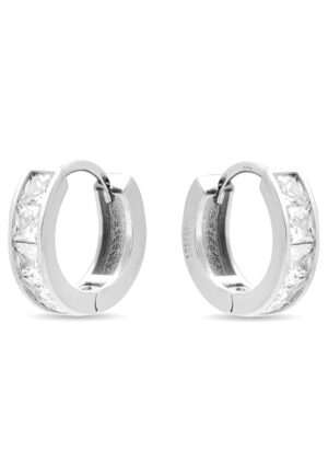 Alternative view of Luxenter oorbellen, essentieel in 925 sterling zilver en gerhodineerd, fonkelende cubic zirkonia