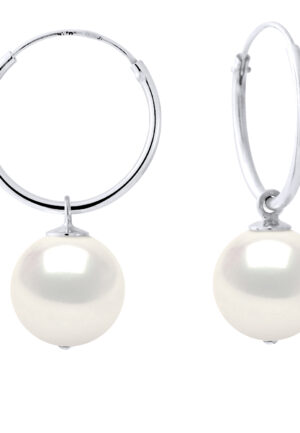 Creolen Gekweekte Parels Zoetwater Ronde 10-11mm White Gold White