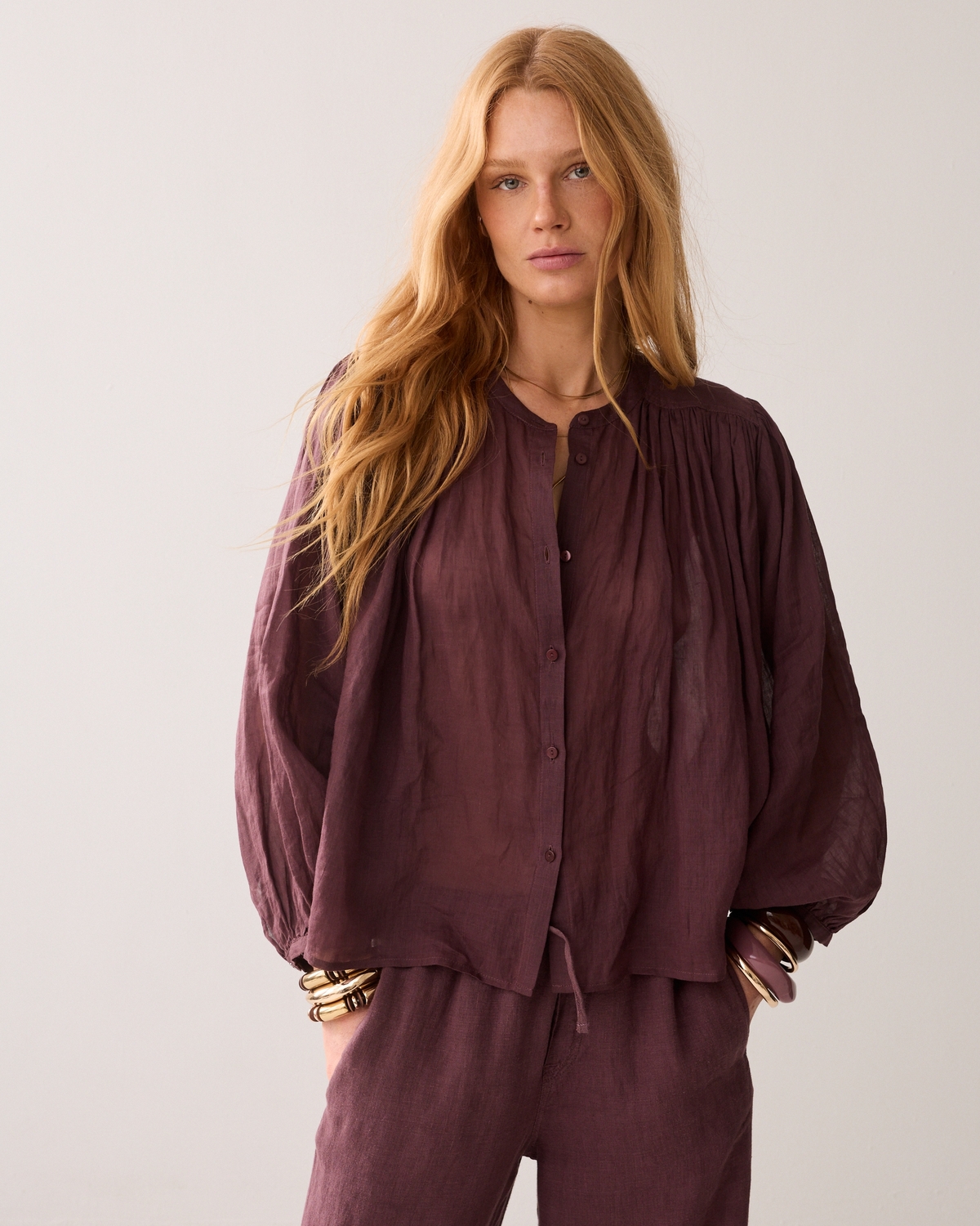 Summum Blouse Ramie 2s3508-12462 Blouse 334 Deep Fig