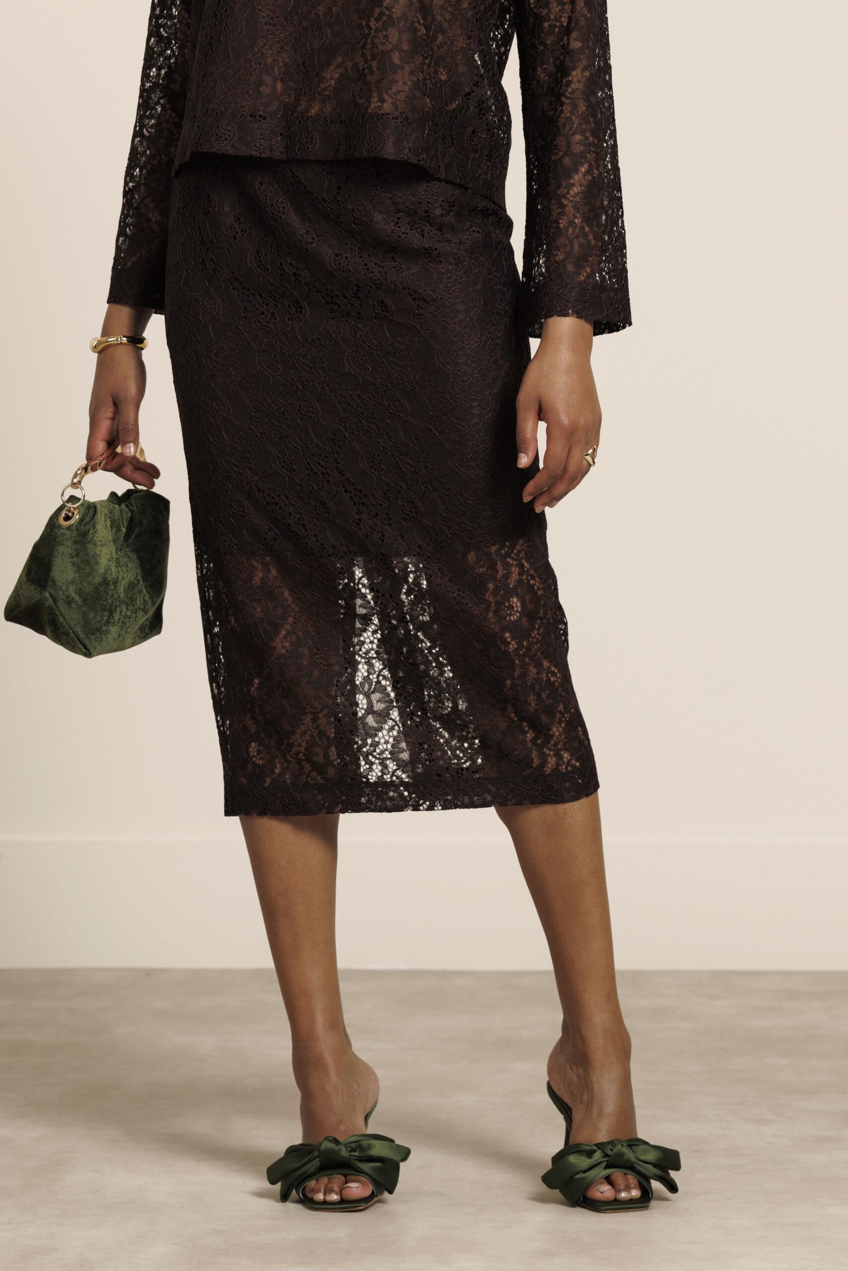 Studio Anneloes Alissa Lace Skirt 13758 8700 Espresso