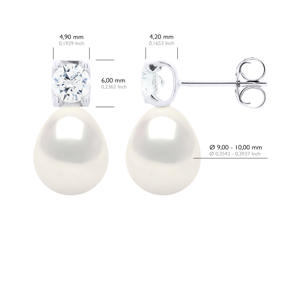 Oorbellen Solitaire Cubic Zirconia Diameter 4,50 mm - Afbeelding 2