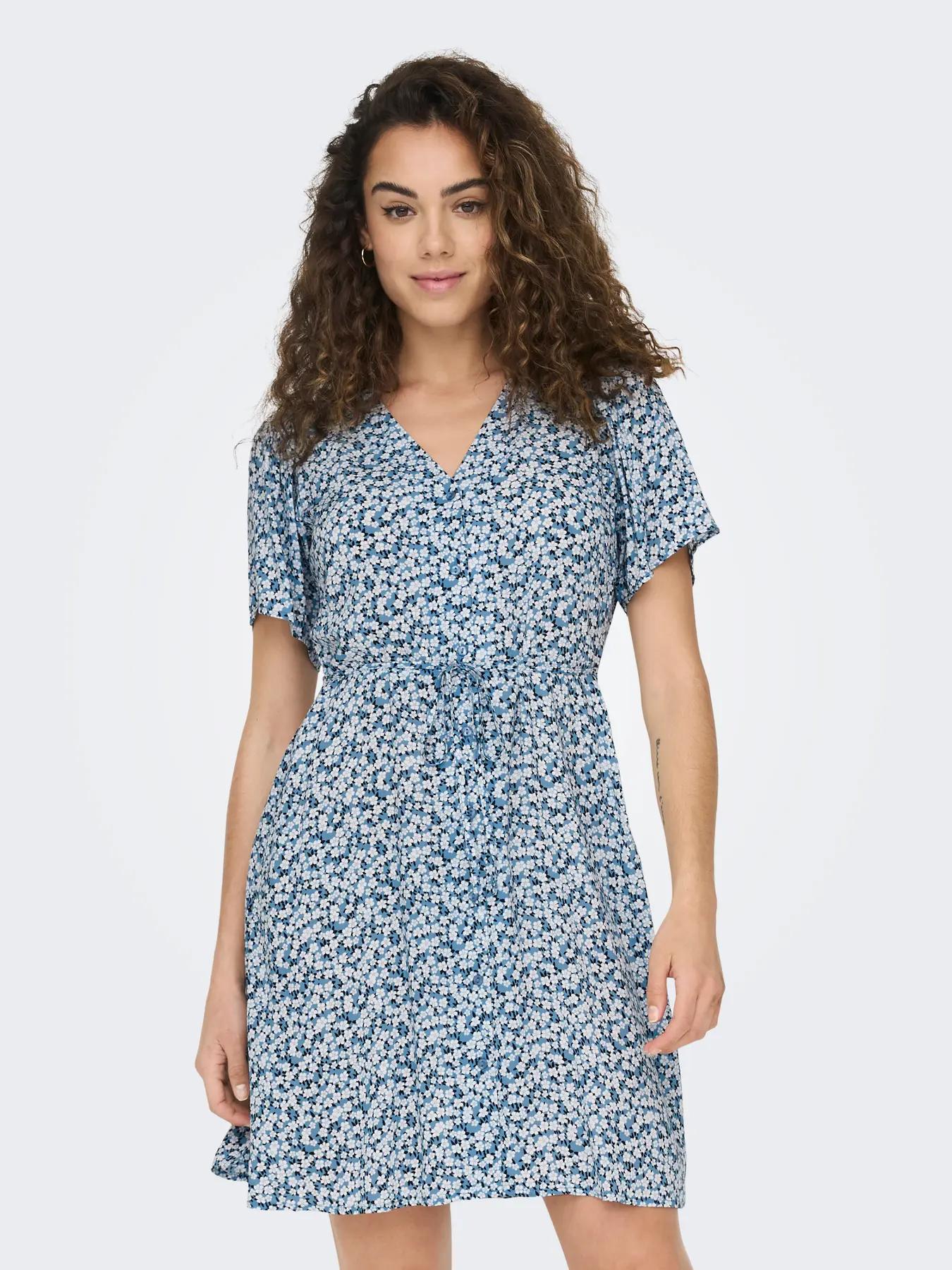 Only Onlevida S/s Short Dress Wvn Noos Zomerjurkjes Provincial Blue