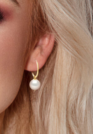 Alternative view of Creolen Gekweekte Parels Zoetwater Ronde 10-11mm Black Yellow Gold