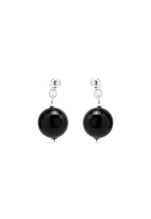 Luxenter oorbellen, metaallegering en gerhodineerd onyx coleki