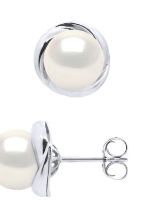 Oorbellen Wit Goud - Echte Gecultiveerde Zoetwaterparels Rond 7-8 mm