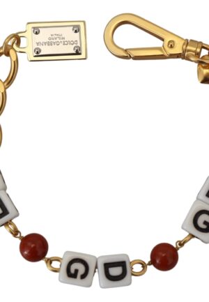 Dolce & Gabbana Gouden Ketting Messing Kralen Kreeftsluiting Logo Vrouwenarmband