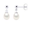 Oorbellen in Wit Goud en Echte Cultuurzoetwaterparels Parel 7-8 mm