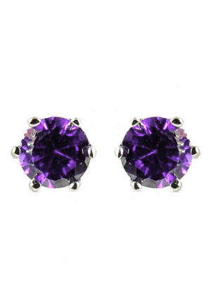 Luxenter, 925 sterling zilveren en gerhodineerde amethist oorbellen met zirkonia